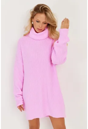 Kadın Pembe Balıkçı Yaka Triko Tunik KZ2504