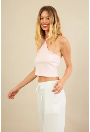 Kadın Pembe Boncuk Detaylı Sırtı Açık Bluz LPP1245-90