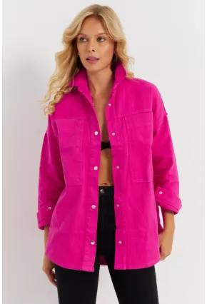 Kadın Pembe Denim Ceket İS1079