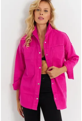 Kadın Pembe Denim Ceket İS1079