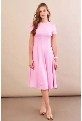 Kadın Pembe Midi Çan Elbise DMR461