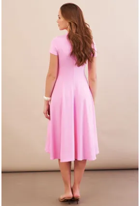 Kadın Pembe Midi Çan Elbise DMR461