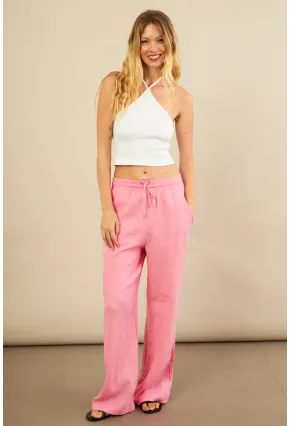 Kadın Pembe Müslin Pantolon FRO1004