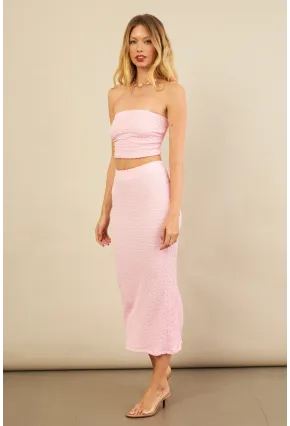 Kadın Pembe Straplez Alt Üst Bubble Takım FLU340