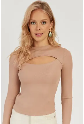 Kadın Pudra Pencereli Bluz LPP1256