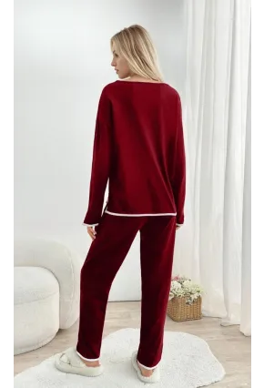 Kadın Relax Fit Süprem Pijama Takım Bordo