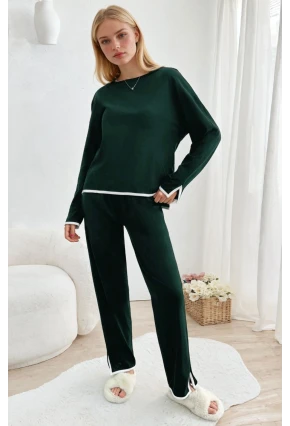 Kadın Relax Fit Süprem Pijama Takım Yeşil