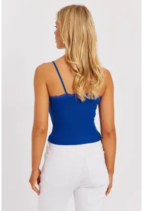 Kadın Saks Askılı Dantelli Bluz MK03-90