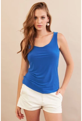 Kadın Saks Basic Bluz LPP1241-90