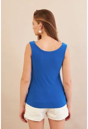 Kadın Saks Basic Bluz LPP1241-90