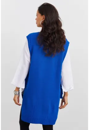 Kadın Saks Triko Süveter YV103