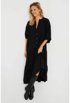 Kadın Salaş Midi Elbise Siyah Q982