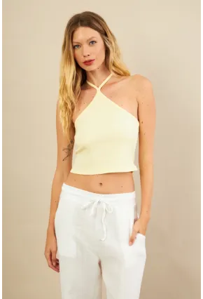 Kadın Sarı Boncuk Detaylı Sırtı Açık Bluz LPP1245-90