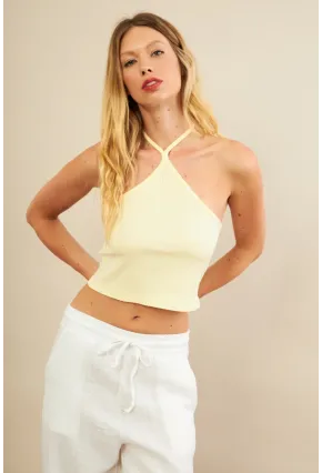 Kadın Sarı Boncuk Detaylı Sırtı Açık Bluz LPP1245-90