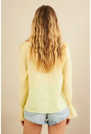 Kadın Sarı Fırfırlı Gömlek DMR487