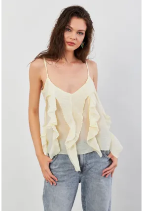 Kadın Sarı Krinkıl Bluz SOL1504