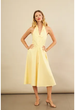 Kadın Sarı Kurdele Detaylı Ekose Gömlek Elbise PSG1014