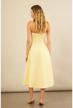 Kadın Sarı Kurdele Detaylı Ekose Gömlek Elbise PSG1014