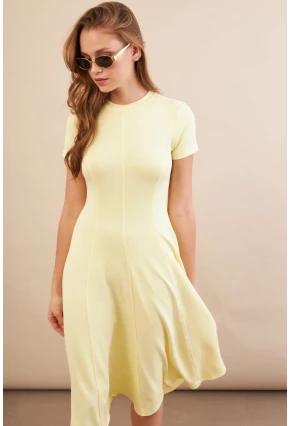 Kadın Sarı Midi Çan Elbise DMR461