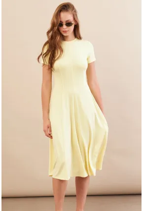 Kadın Sarı Midi Çan Elbise DMR461
