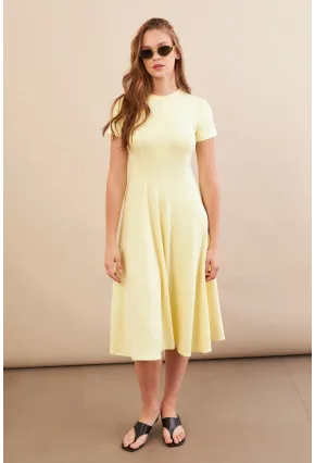 Kadın Sarı Midi Çan Elbise DMR461