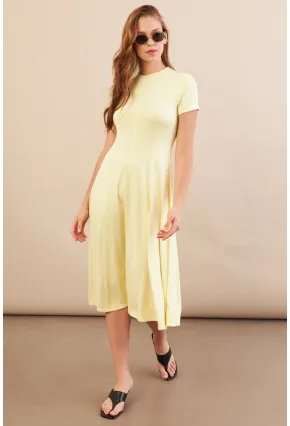 Kadın Sarı Midi Çan Elbise DMR461