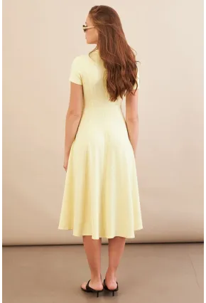 Kadın Sarı Midi Çan Elbise DMR461
