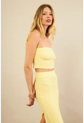 Kadın Sarı Straplez Alt Üst Bubble Takım FLU340