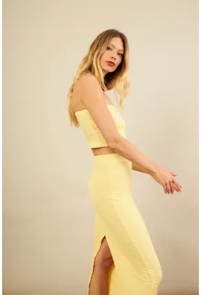 Kadın Sarı Straplez Alt Üst Bubble Takım FLU340