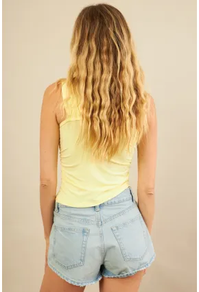 Kadın Sarı Tokalı Büzgülü Bluz AN6021