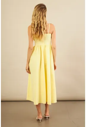 Kadın Sarı Volanlı Midi Elbise MİL4856