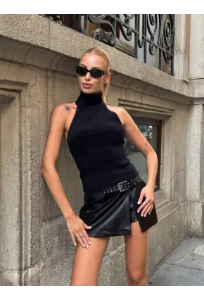 Kadın Sırt Açık Balıkçı Yaka Yumoş Crop Bluz