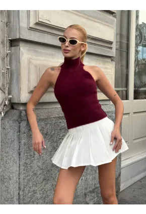 Kadın Sırt Açık Balıkçı Yaka Yumoş Crop Bluz