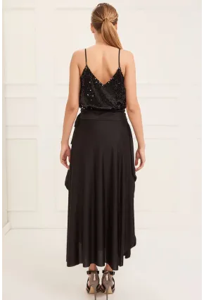 Kadın Siyah Asimetrik Etek LV52