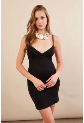 Kadın Siyah Askılı Mini Elbise LPP1129-90