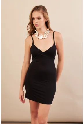 Kadın Siyah Askılı Mini Elbise LPP1129-90