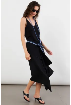 Kadın Siyah Bağlamalı Anvelop Midi Etek EY3131