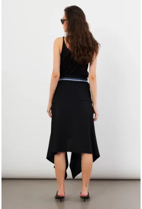Kadın Siyah Bağlamalı Anvelop Midi Etek EY3131