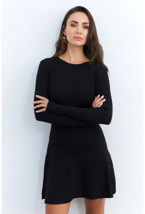 Kadın Siyah Bağlamalı Kaşkorse Mini Elbise FRY2175