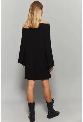 Kadın Siyah Balıkçı Yaka Tek Omuz Elbise Yİ1990
