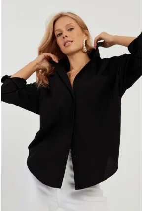 Kadın Siyah Basic Gömlek ZER403