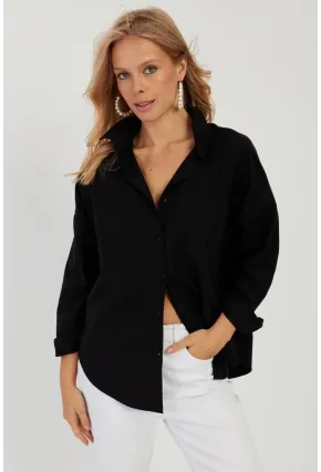 Kadın Siyah Basic Gömlek ZER403