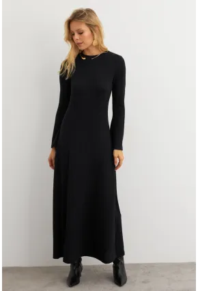 Kadın Siyah Basic Maxi Elbise COL30