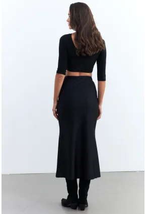 Kadın Siyah Beli Lastikli Etek FRY2235