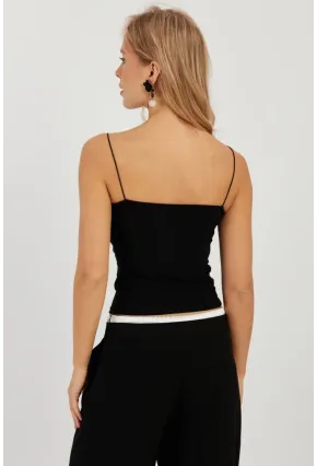 Kadın Siyah-Beyaz İkili İp Askılı Bluz GÇ158