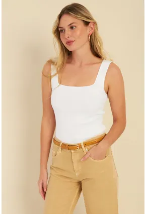 Kadın Siyah-Beyaz İkili Kare Yaka Triko Bluz SMT226