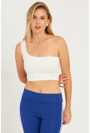 Kadın Siyah-Beyaz Tek Omuz İkili Crop Bluz CG347