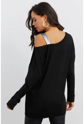 Kadın Siyah Bloklu Bluz ST819