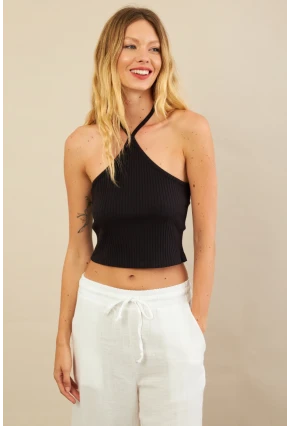 Kadın Siyah Boncuk Detaylı Sırtı Açık Bluz LPP1245-90