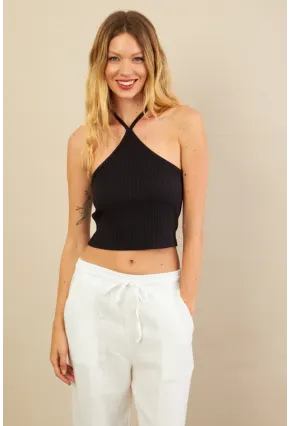 Kadın Siyah Boncuk Detaylı Sırtı Açık Bluz LPP1245-90